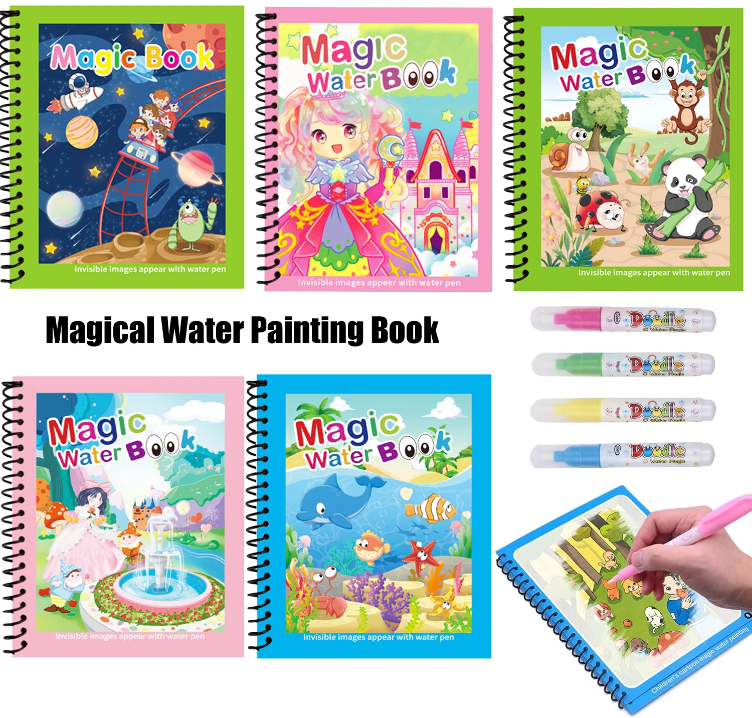 Reusable Water Magic Coloring Book - Wielorazowa książeczka do malowania, książeczka do