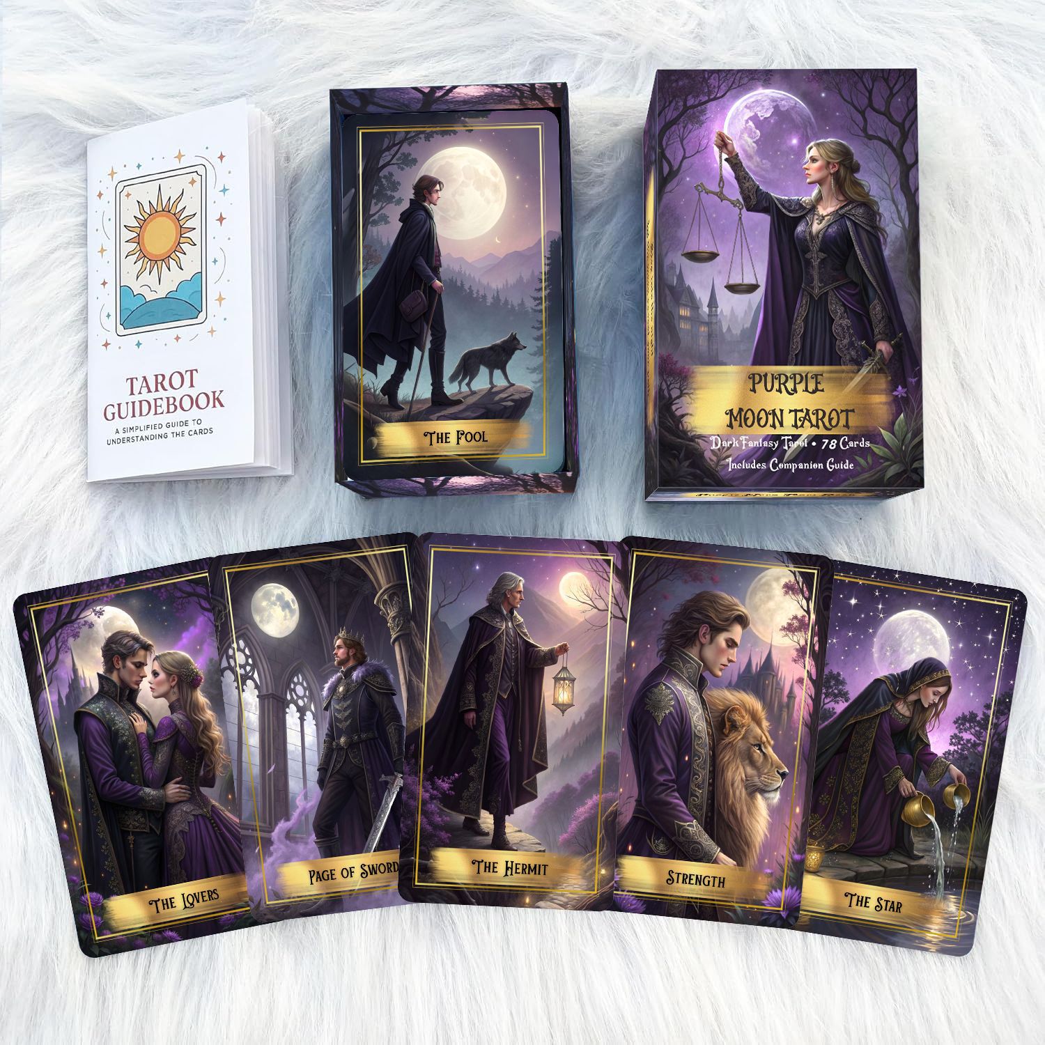 Karty Tarota Purple Moon z prz – Tarot Deck With Guidebook recenzja i cena